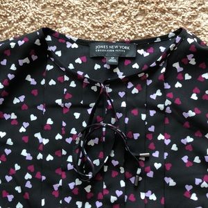 💕💜GORGEOUS Jones NY Black Shirt with Hearts - 4P